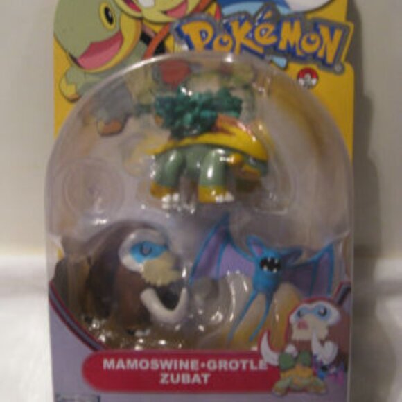 Pokemon Battle Figures 3 Pc Mamoswine, Grotle,Zubat 2009 SEALED🆕📦🏃🏻💨⚡ - Picture 1 of 15